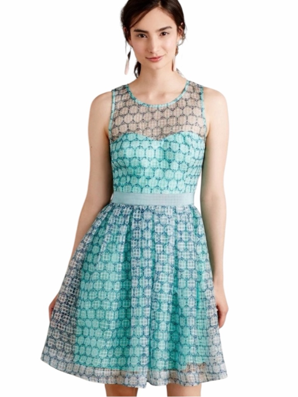 Anthropologie Moulinette Soeurs Textured Overlay Fit & Flare Dress